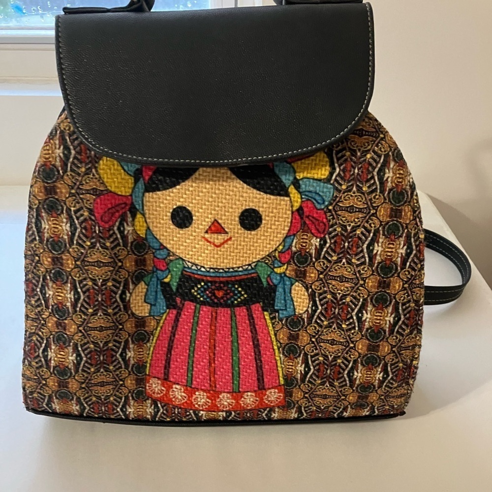 LADY'S BAG WITH "MARIA" DESIGN MEXICAN CRAFTSMANSHIP LELE DOLL EMBROIDERED Clean